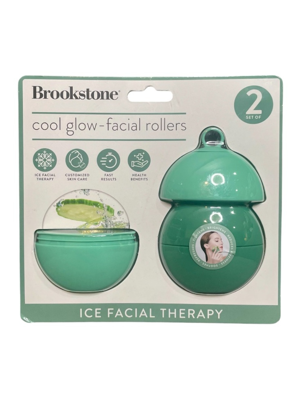 Brookstone Cool Glow Facial Rollers Ice Facial Therapy 2-Pack